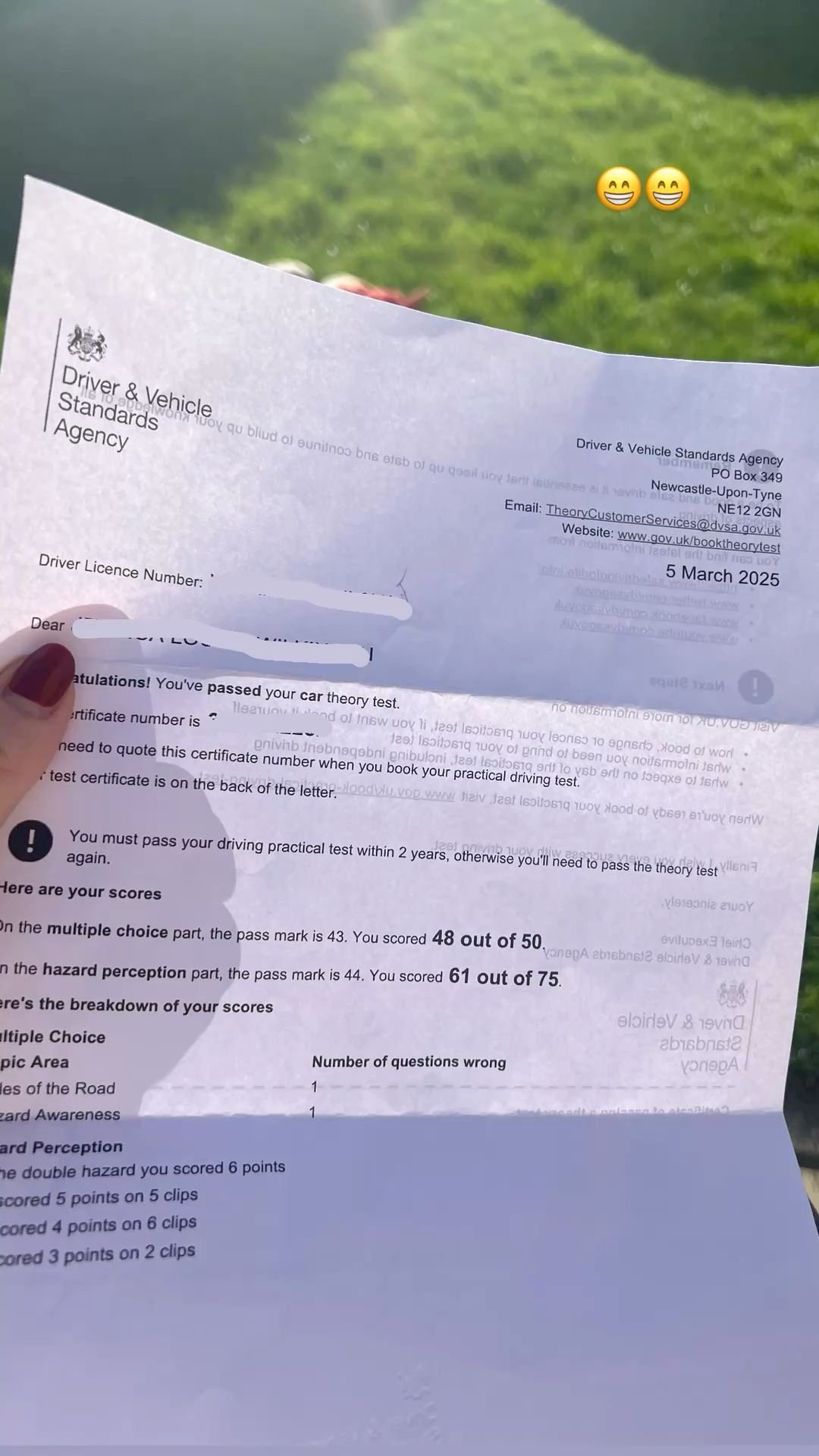 Theory test certificate 3
