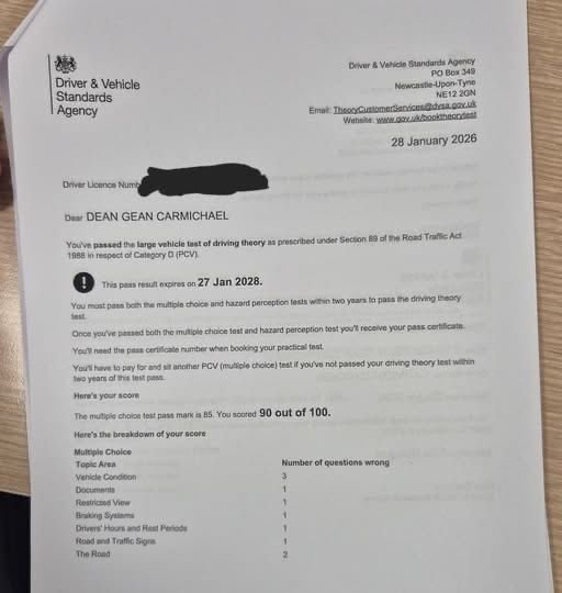Theory test certificate 7